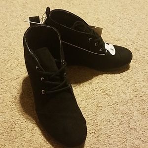 Women's black dress wedges